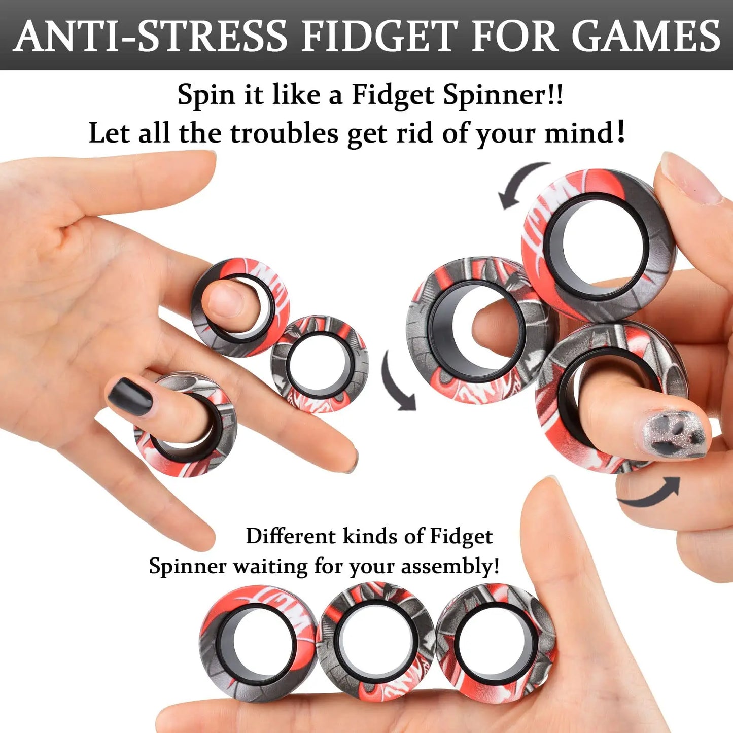 Magical Stress Relieving  Fidget Magnetic Rings